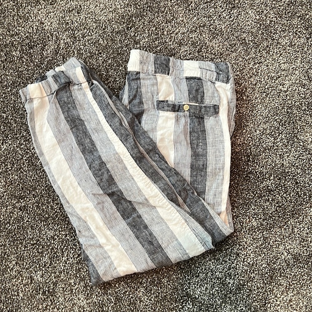 Striped Linen Drawstring Pants